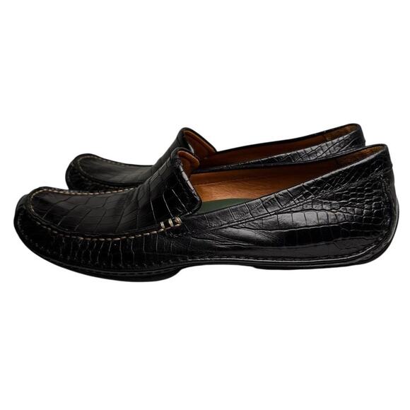 H.S. Trask Shoes Mens Size 10 Croc Embossed Driving Loafer Old Money Moc Leather - Picture 7 of 15